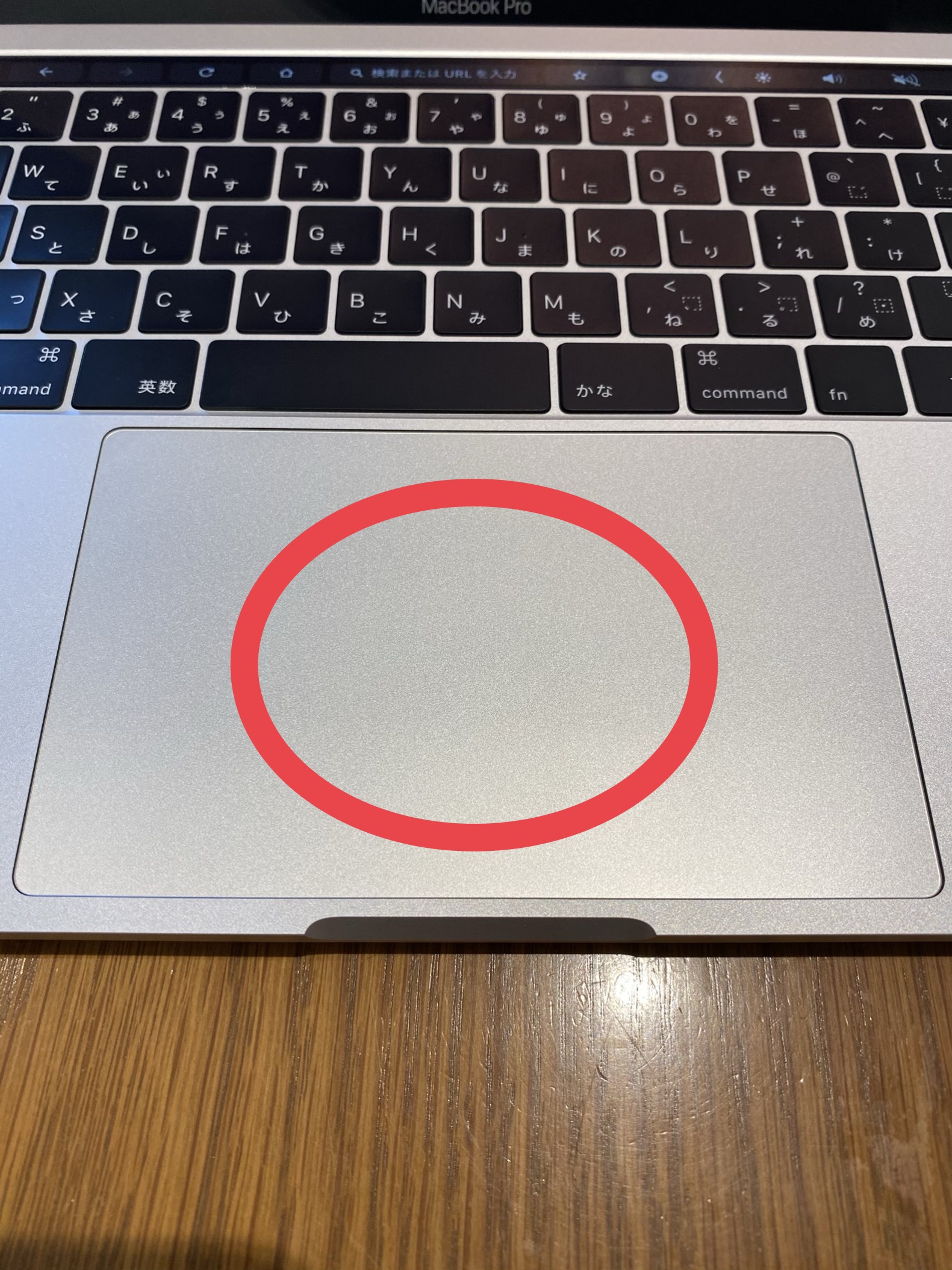 MacBook Proのトラックパッド画面